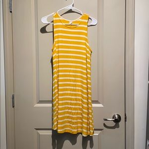 Old navy yellow and white stripe a-line midi dress